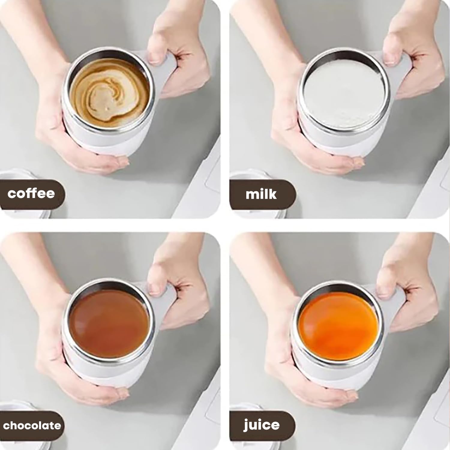 2PCS Automatic Magnetic Electric Coffee Mug, Stainless Electric Self Stirring Mug, Electric High Speed Mixing Waterproof Self Stirring Travel Coffee Mug, For Coffee, Milk, Hot Chocolat (02)