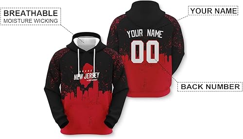 Miniatura 8 de Custom Hockey Men's Hoodies Gifts for Men Women Youth City Fans Pullover Hooded Sweatshirt Customize Hip Hop Name & Number