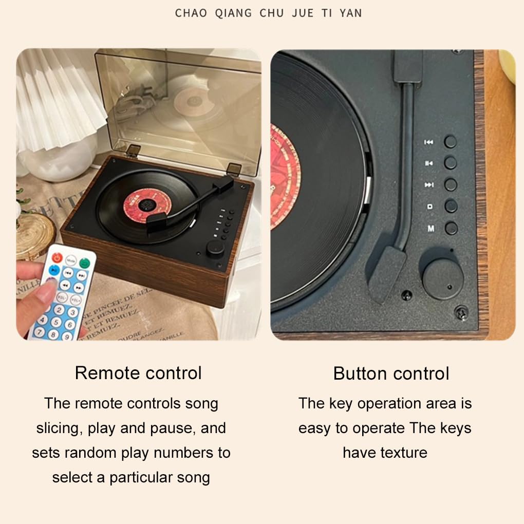 Lettore CD Bluetooth portatile per ascoltare la tua musica preferita ovunque. Design elegante e retrò. Batteria al litio integrata da 2000 mAh, marrone
