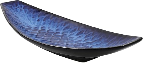 DOITOOL Plato japonés de cerámica para sushi con forma de barco, plato de postre para sushi geta, platos para servir platos para el hogar, cocina,