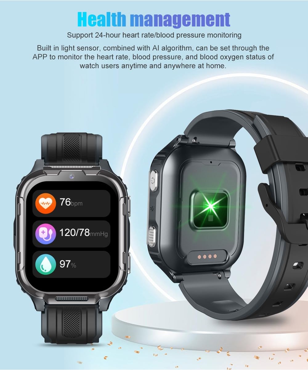 Montre intelligente 4G pour enfants, GPS + LBS + WiFi avec bouton SOS, appel vidéo/appel téléphonique/chat vocal/SMS, moniteur de sommeil, podomètre, mode classe, appareil photo, jeux de