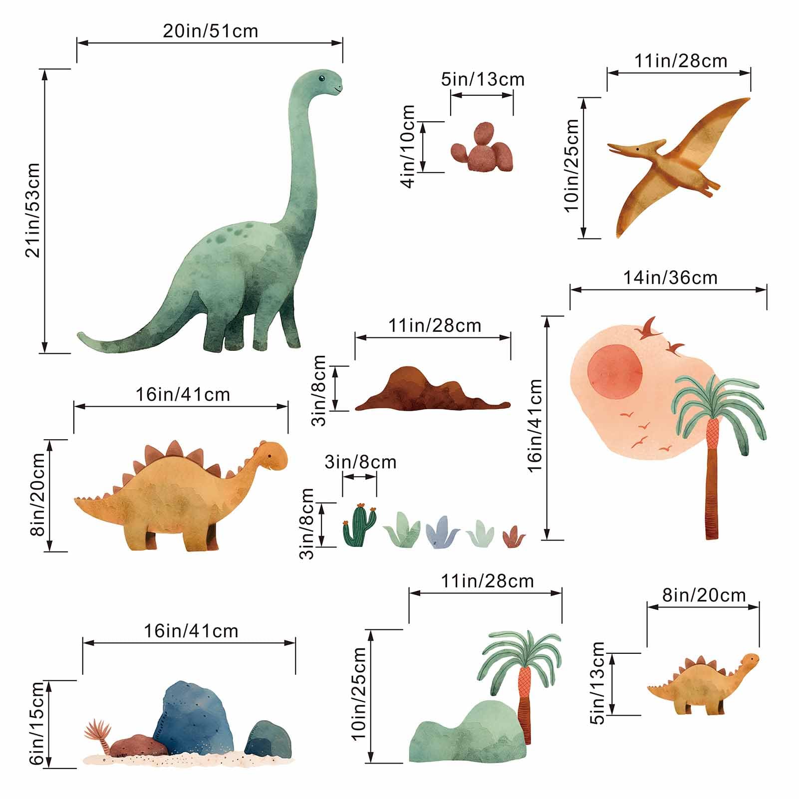 Kids Dinosaur Wall Stickers for Boys: Peel and Stick Tropic Tree Watercolor Dino Wall Decals - Image 3