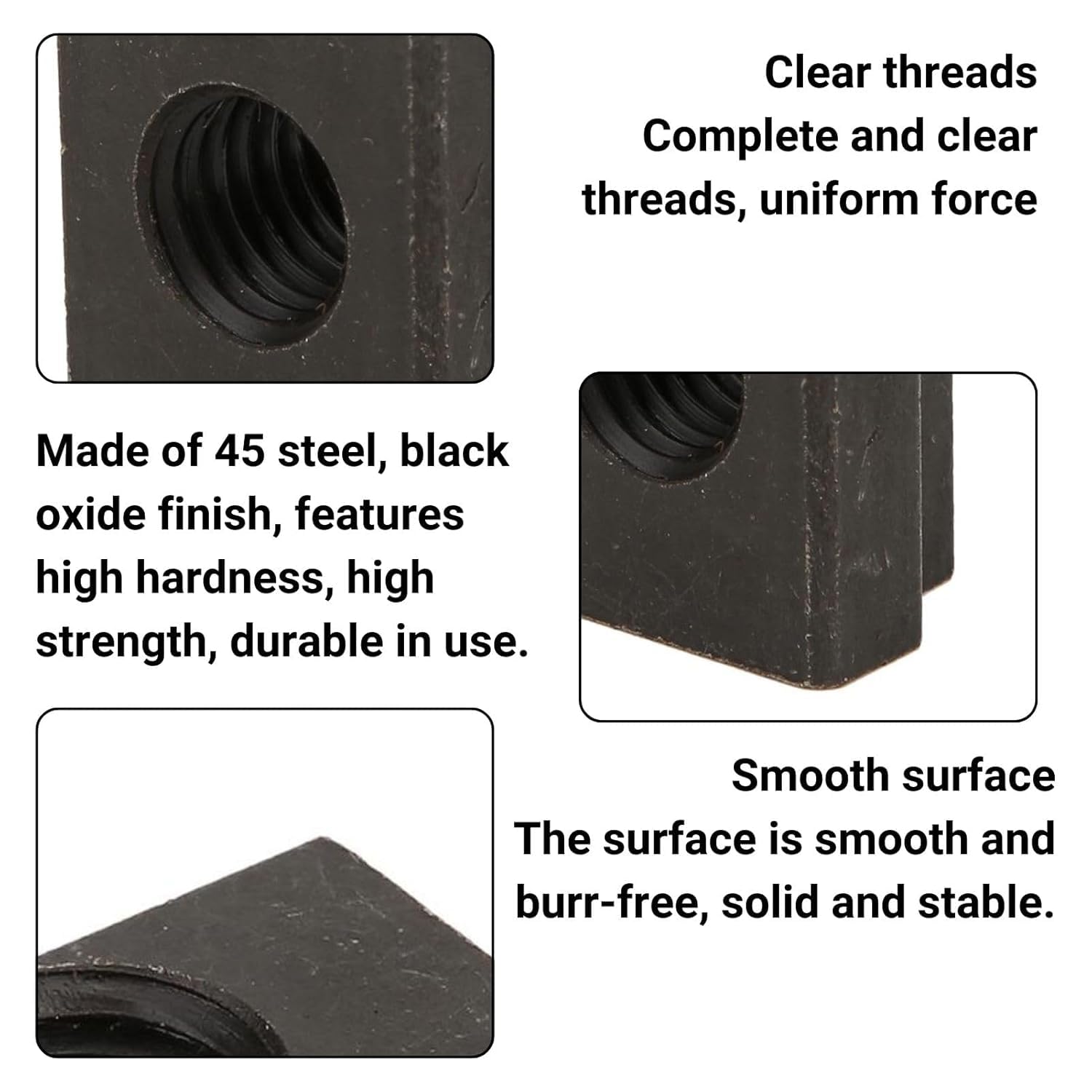 TICFOX 5 pcs Steel T-Slot Nut Black Oxide Finish T Slot Nuts M14 Threads Fit Into T slots In Machine Tool Tables for Aluminum Profile - Image 3