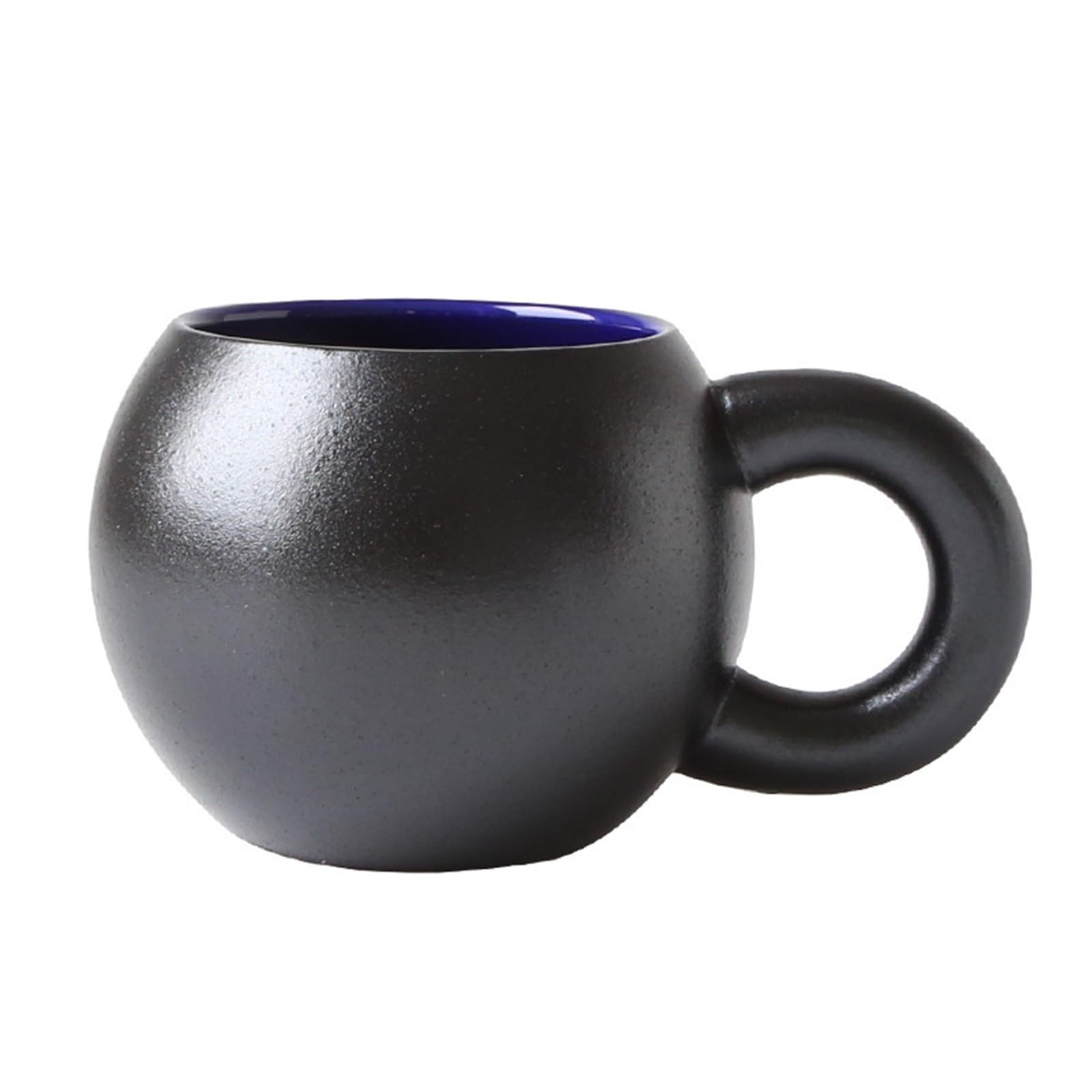 HLHLOP777 Coffee Mugs Chubby Mug Cute Ceramic Handle Matte Frosted Coffee Coffee Cup(Black)