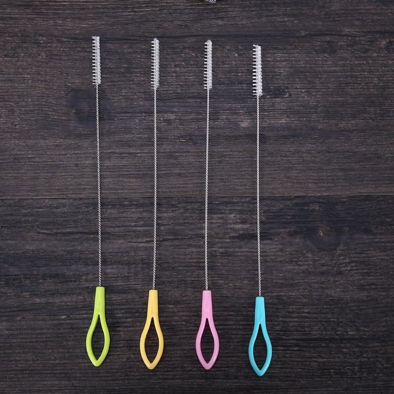 Lot de 4 brosses de nettoyage pour paille – 25,4 cm, 4 diamètres pour pailles fines et smoothies, très résistantes, poignée confortable