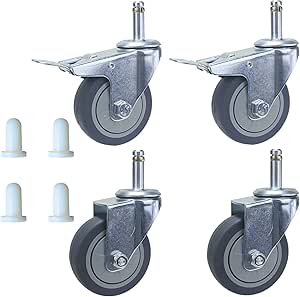 Gueenky 4 Pcs Swivel Castor Wheels With Brakes, 50mm Lockable Furniture Caster Threaded Castors