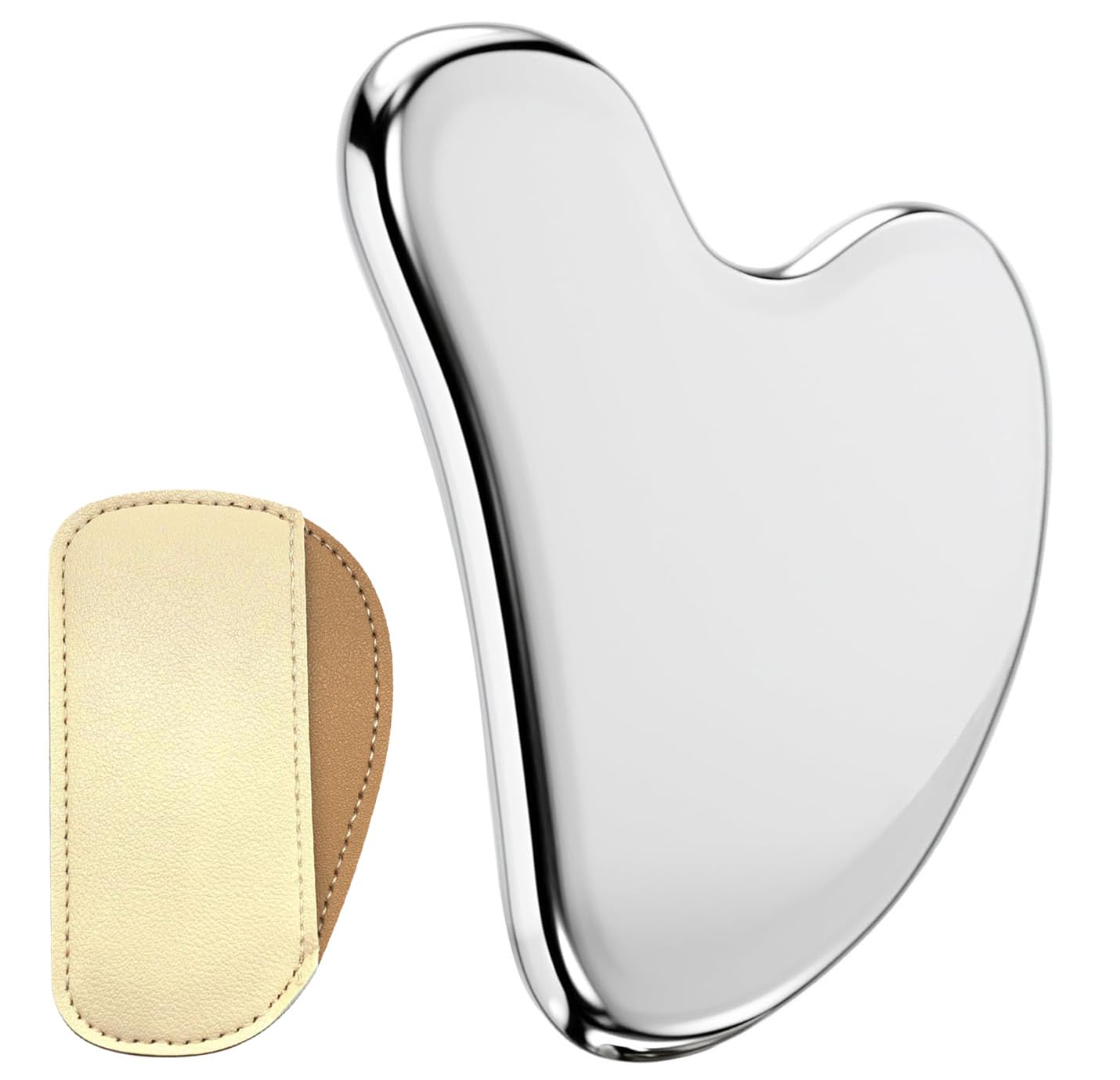 Gua Sha Acciaio Inossidabile GuaSha Viso, Durevole metallo Massaggio Viso Corpo, Antirughe Riduce il Gonfiore Strumento Raschietto per Massaggio