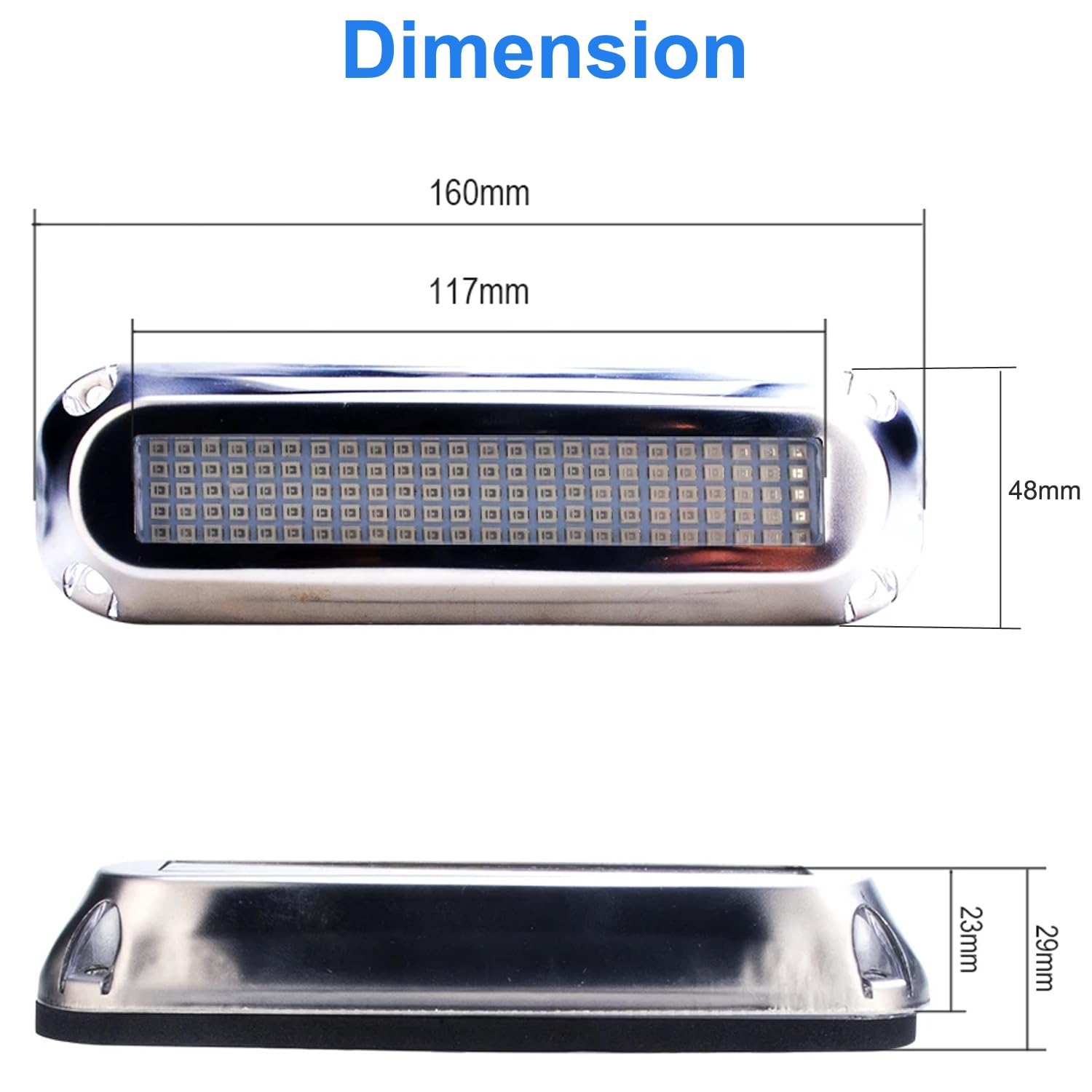 Greluma Lot de 2 lumières sous-marines LED pour bateaux marins (120 LED 180° bleu), DC 10V-30V IP68 étanches, montage en surface pour bateau de croisière, yacht, bateau à voile, ponton, feu arrière