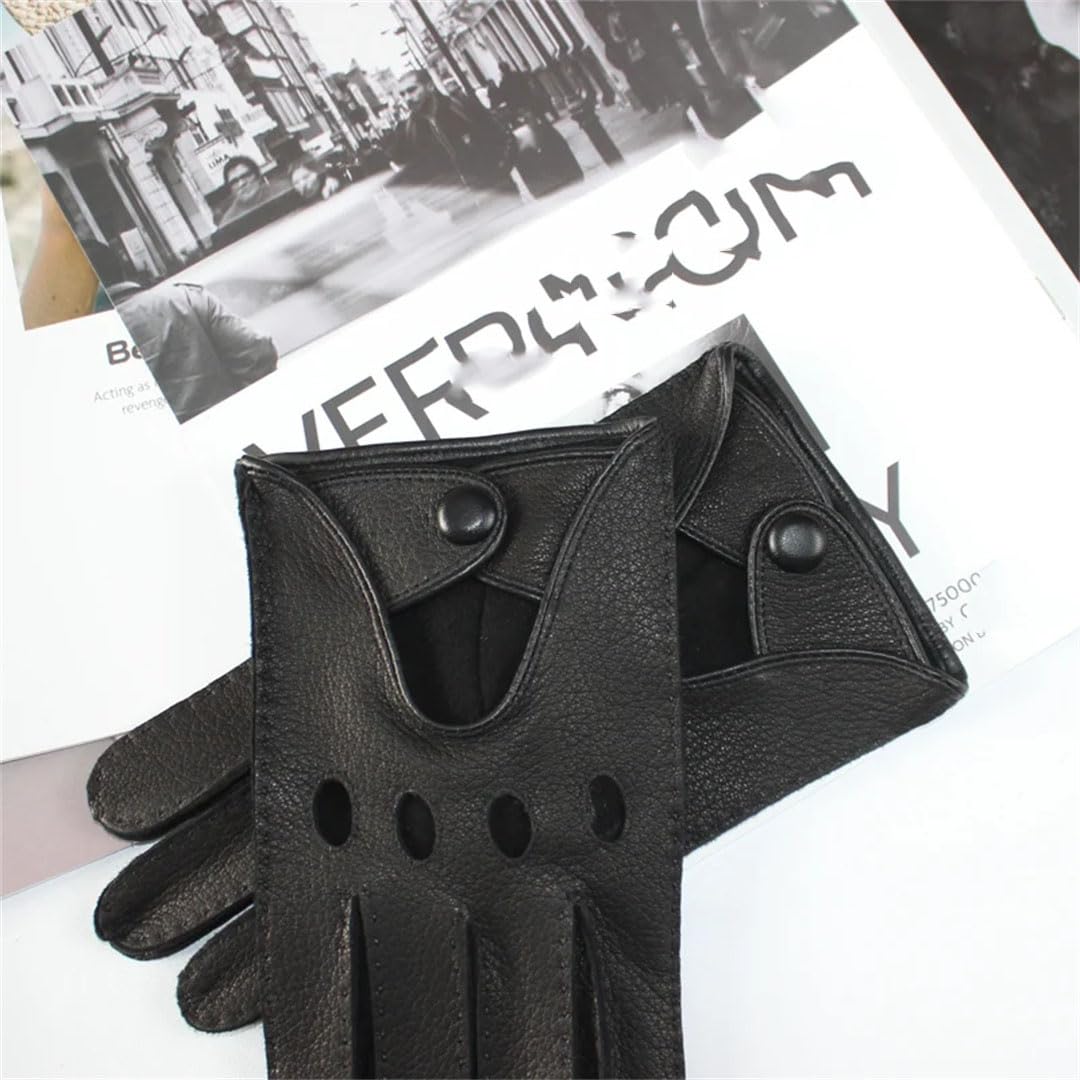 Gants de conduite en cuir pour homme - En cuir - Non doublés - Pour écran tactile