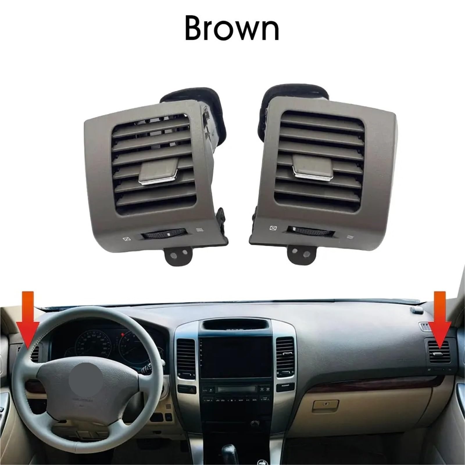 Aireador Salpicadero Consola Central Para Toyota Para Land Para Cruiser Prado 120 Para Lexus GX 470 2003-2009 Salida Ventilación Del Aire Acondicionado Coche(2Pieces Brown LR)