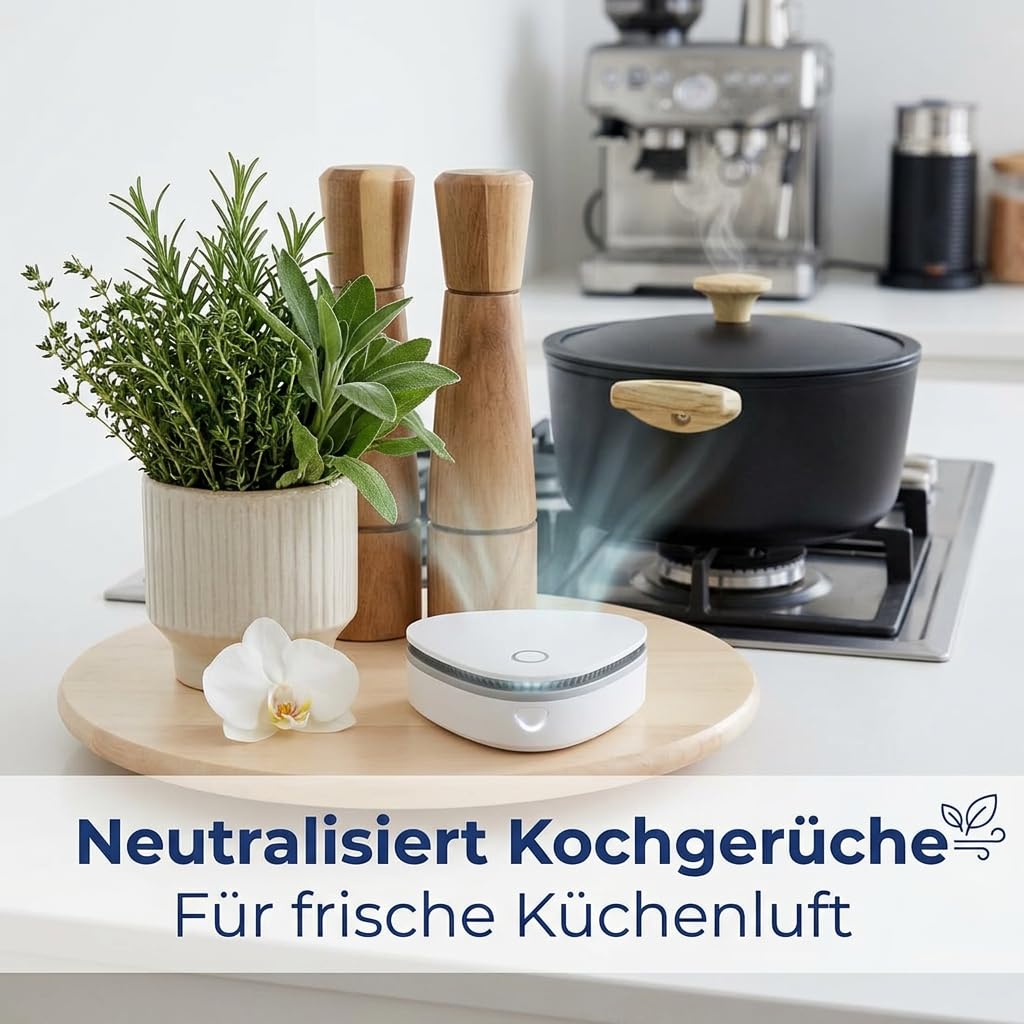 Ozon Luftreiniger, Geruchsentferner ohne Filter für Rauch Tiergerüche und Kochgerüche, Kompakt Leise Wiederaufladbar für Wohnung Auto Küche Schlafzimmer Büro