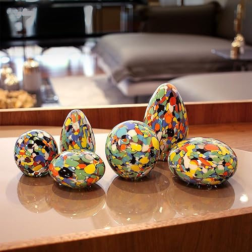 Miniatura 7 de Cá d'Oro Gran bola de vidrio pisapapeles multicolor confeti soplado a mano estilo Murano Art Glass