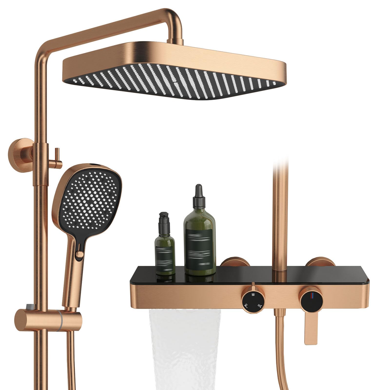 Système de douche en cuivre 59A haute qualité avec étagère intégrée