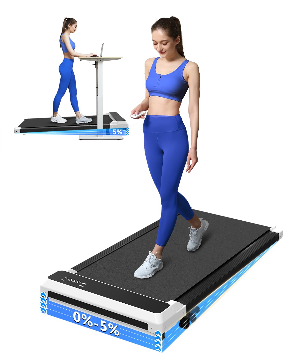 Walking Pad Treadmill, Walking pad with Incline,2 in 1 Walking pad for Walking and Jogging, Compact Treadmill for Home Office with LED Display