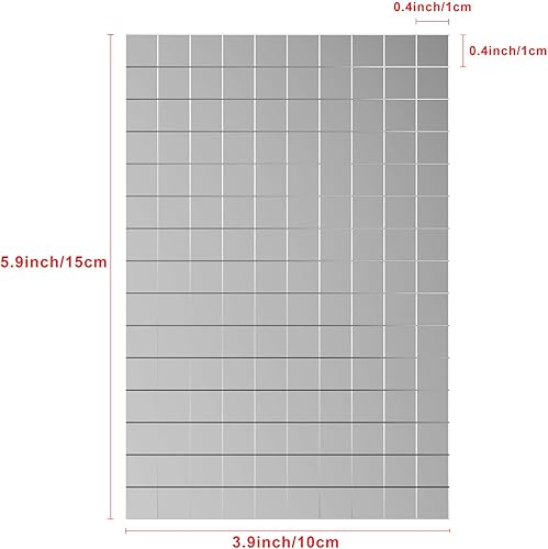 Miniatura 2 de 1500 piezas de mini espejos cuadrados de vidrio, azulejos de mosaico autoadhesivos BENBO de 0.394 in, azulejos de espejo de bola de discoteca,