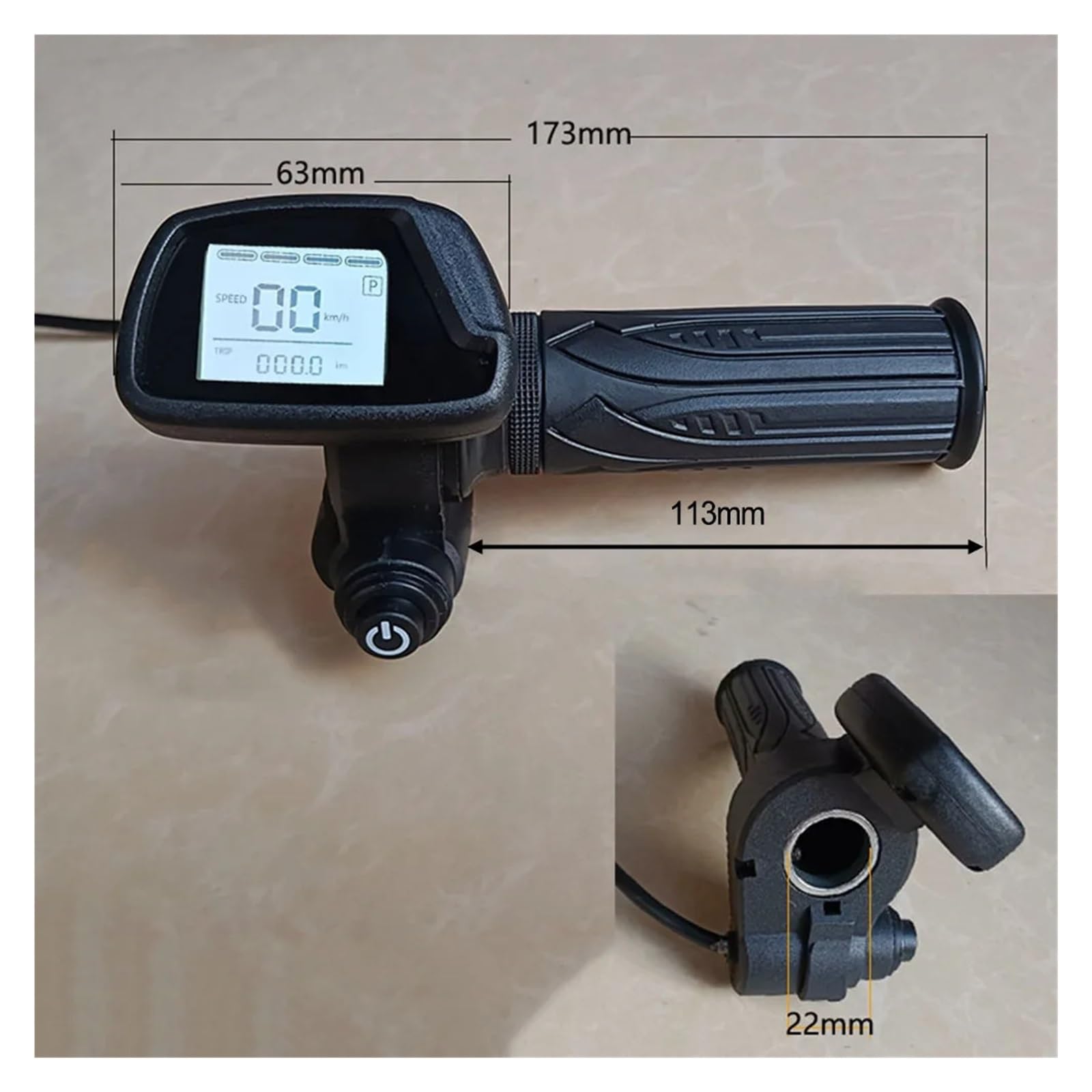 Acceleratore for Manubrio Bici elettrica 48V Acceleratore Hall a 5 Pin con Display LCD Compatibile con acceleratore a Pollice for Controllo velocità e-Bike E-Scooter(Key Start 36V)