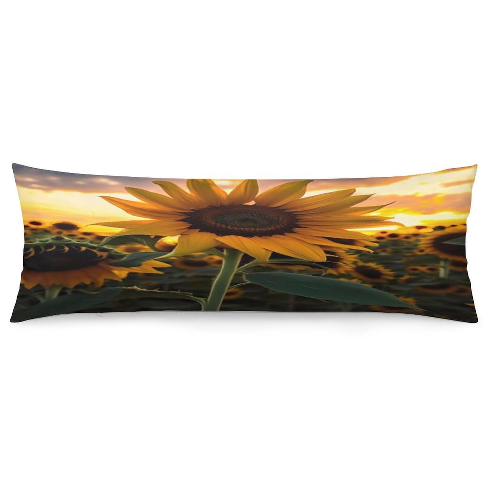 Farm Sunflower Throw Pillow Cover Soft Lumbar Pillow Covers with Zipper Breathable Rectangular Cushion Case Polyester Pillow Case Decorative Body Pillow Cover for Couch Bed