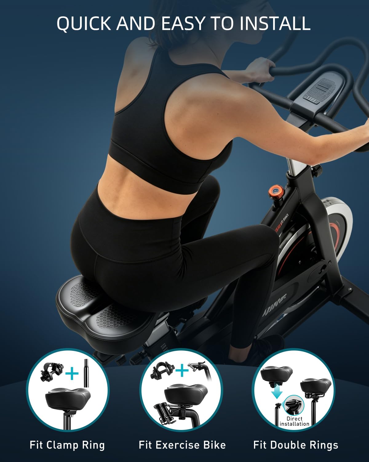 Noseless Oversized Fahrradsitz für Männer & Frauen, 2026 Upgrade Bequem Extra Breit Gepolstertes Fahrradsitzkissen, Komfort Fahrradsattel für Peloton, Heimtrainer, Beach Cruiser, MTB, EBike