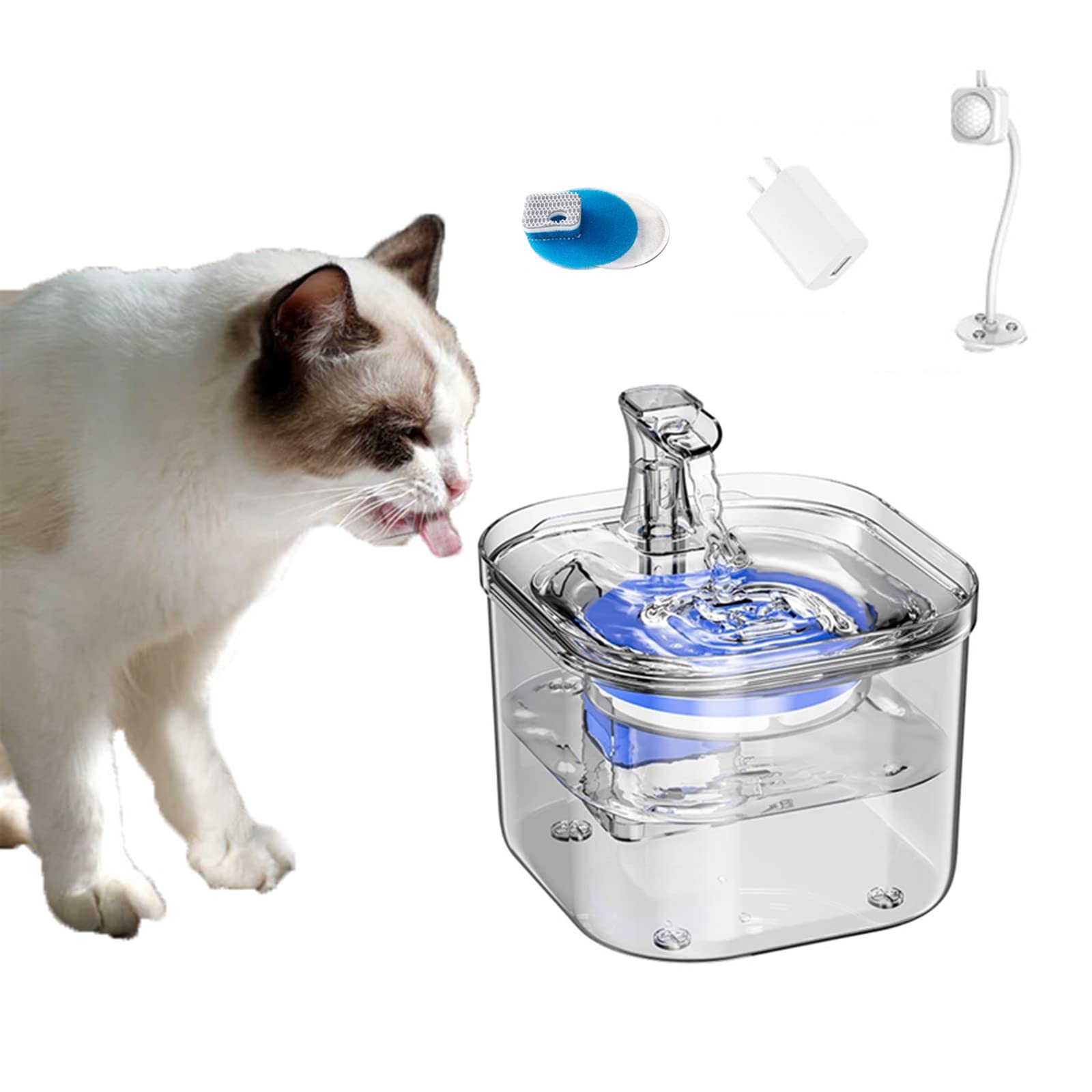 FBJAMZ Cat Dog Water Fountain,with Smart Sensor, Quiet Automatic Pet Dispenser, Includes Faucet Kit Ideal for Healthy Hydration for Cats