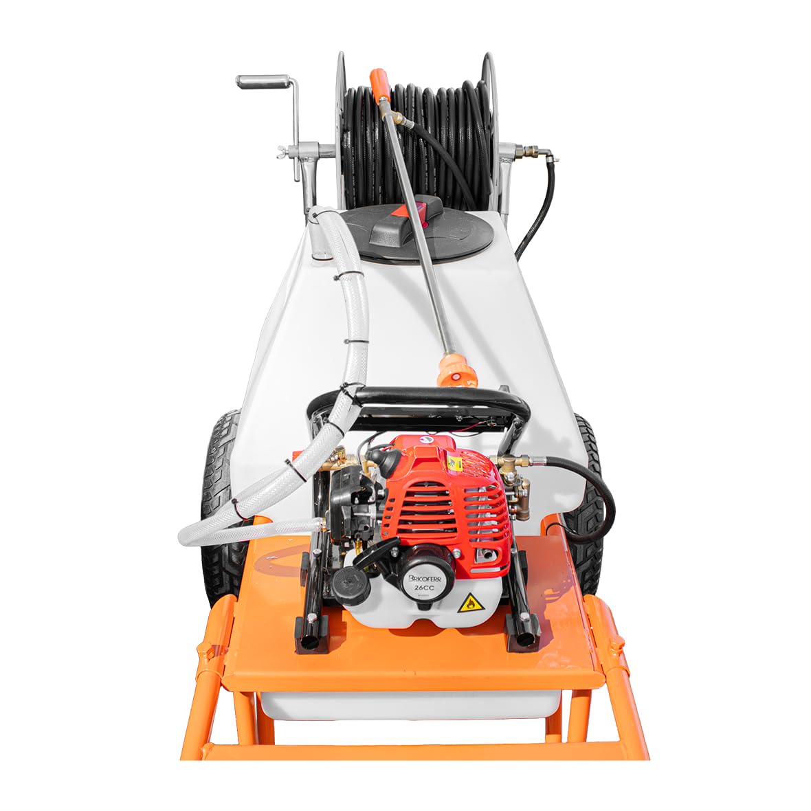 Bricoferr Carretilla sulfatadora de 2 Ruedas 26 CC 80L com Manguera de 50 Metros y Lanza de 90 cm