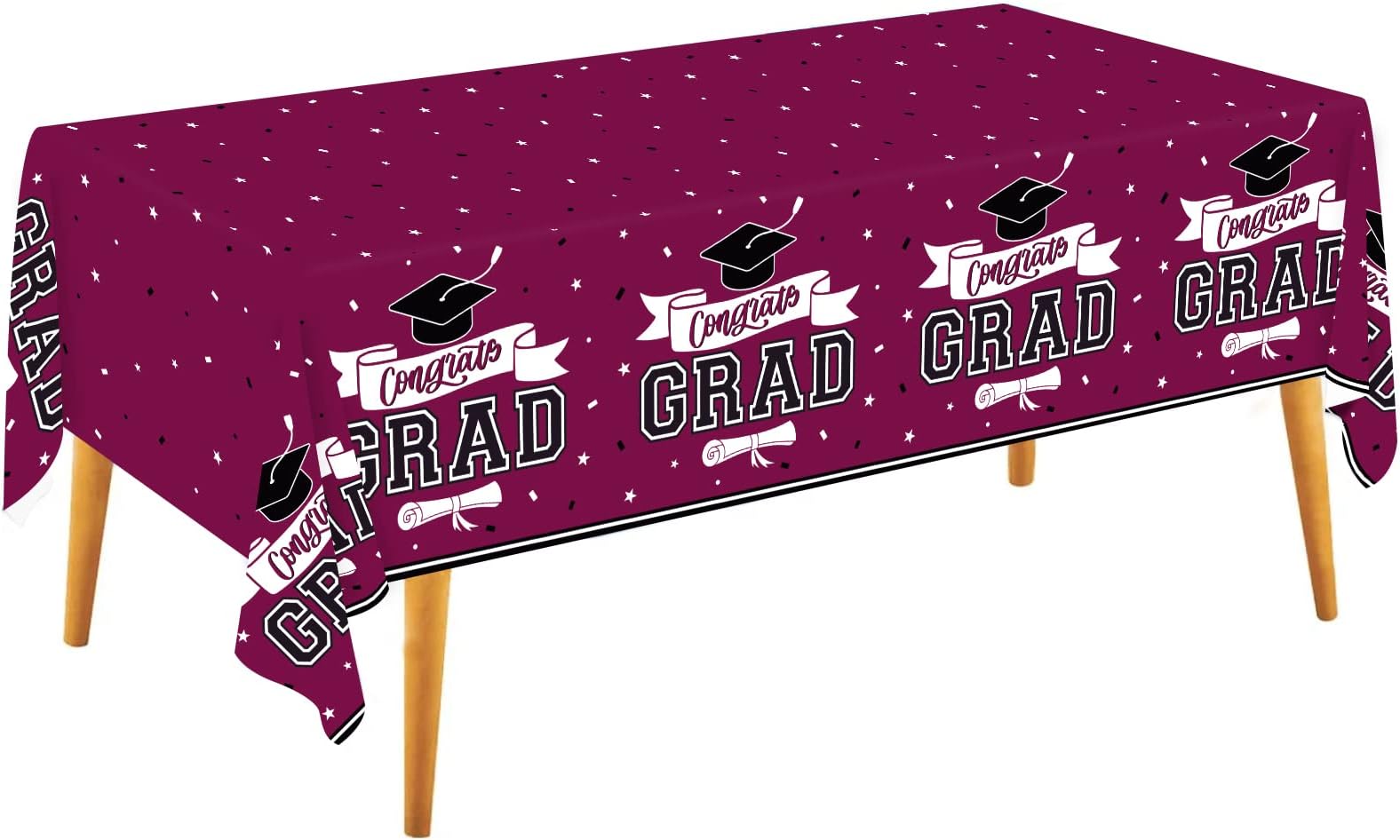 DAZONGE Pack of 2 Graduation Tablecloth (54''x110'') Rectangular, Class of 2023 Graduation Party Decorations, Berry Congrats Grad Table Covers for Graduation Decorations 2023