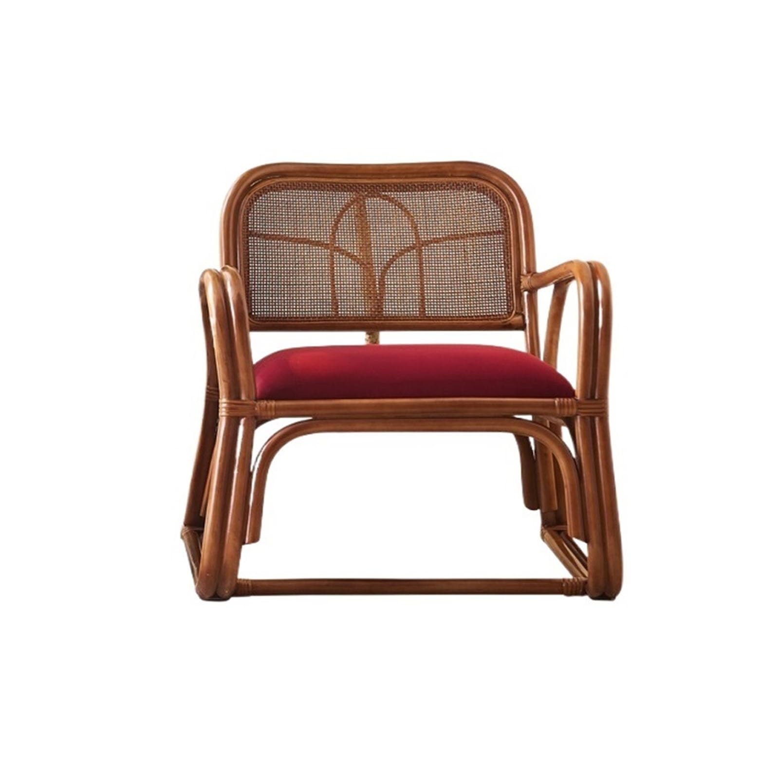 Sedia in vimini e rattan, Poltrona lounge in rattan retrò - Sedia in rattan naturale con cuscini e braccioli - Perfetta for il relax interno ed esterno, Mobili da giardino e patio