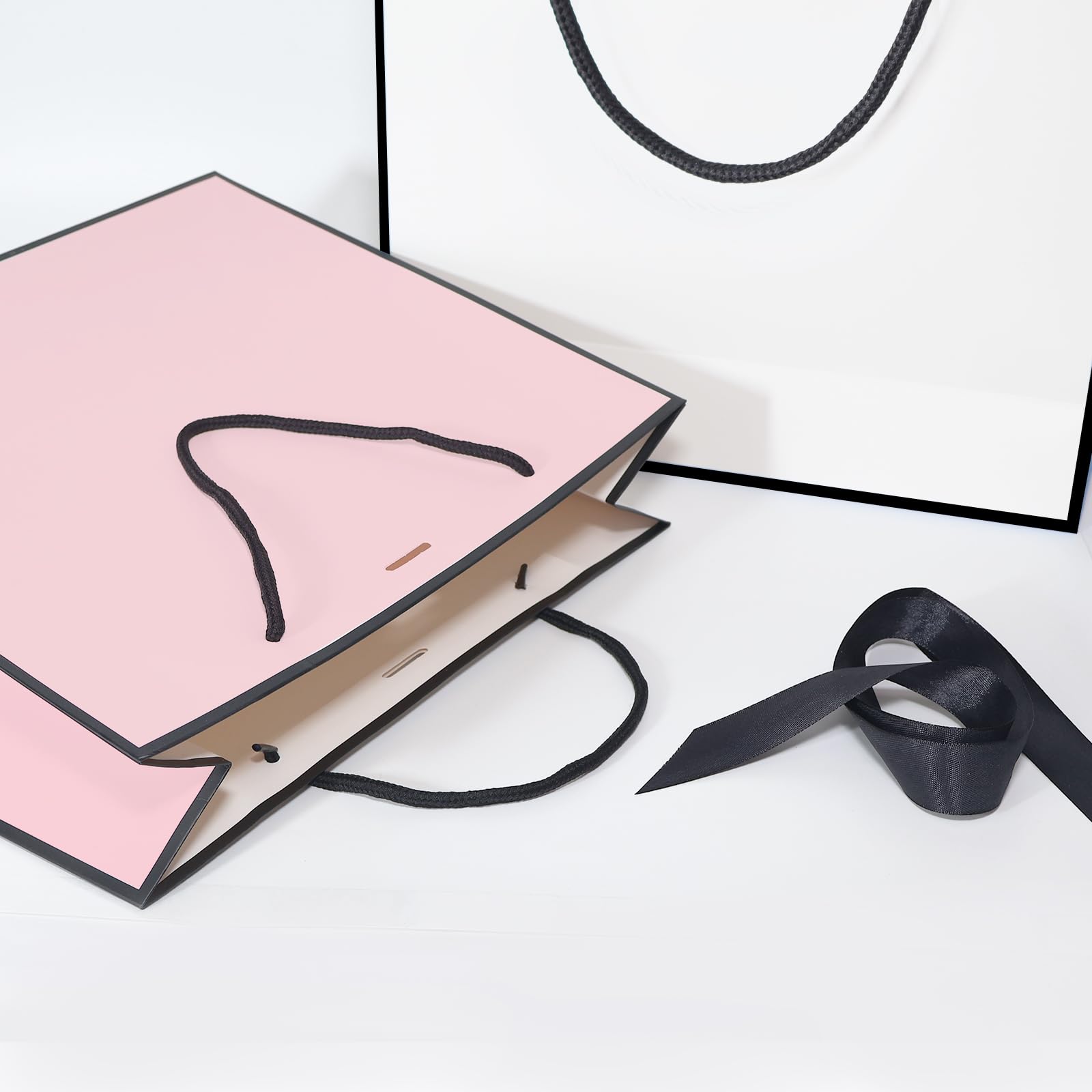 5 | 12 | 25 | 50 Pack Gift Bag With Bow Ribbon Horizontal Paper Gift Bags Bulk For Women Men,with Handles For Birthday Wedding Bridesmaid Party Favor Shopping Retail Gift