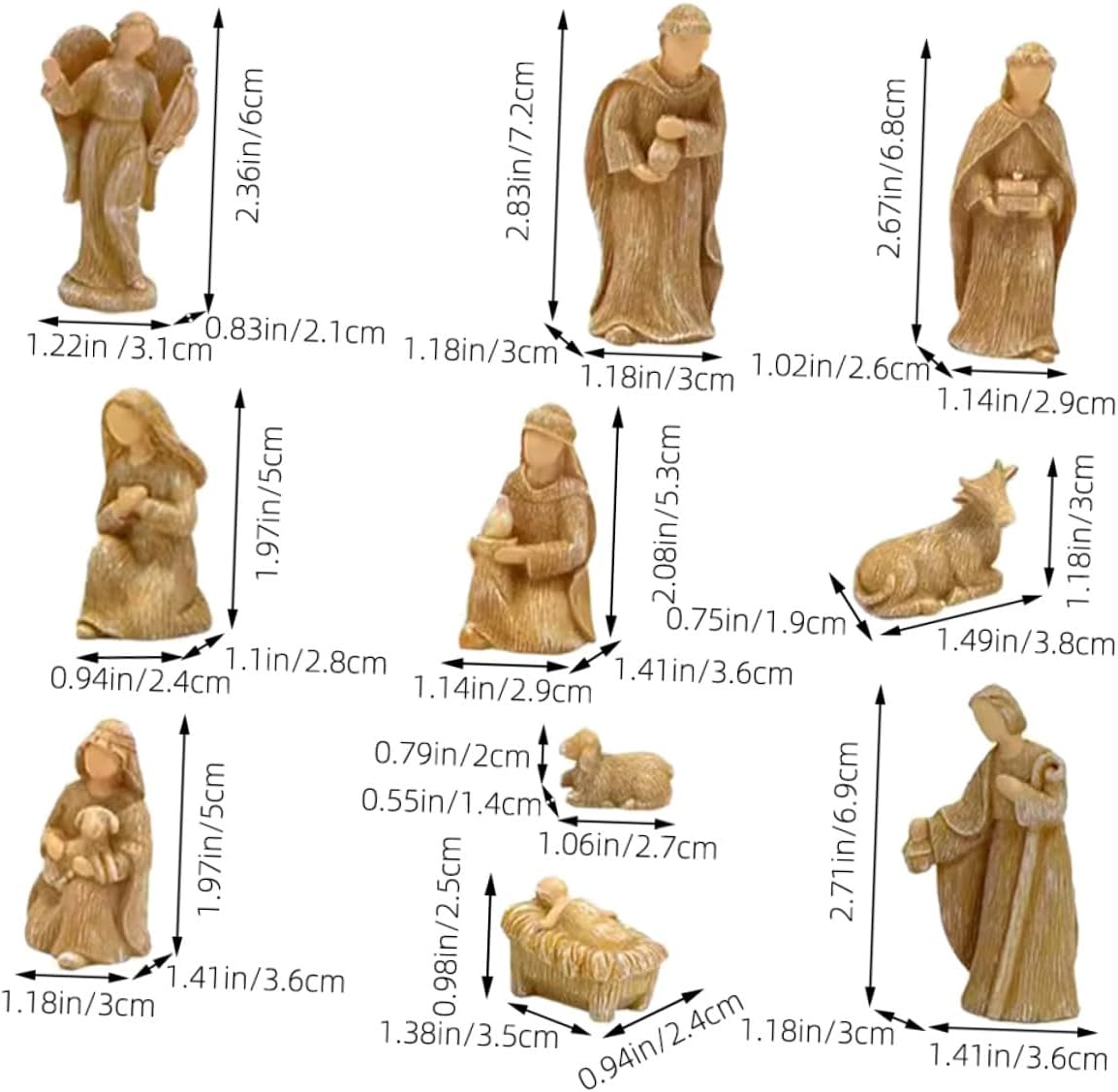 SUPVOX 10pcs Resin Nativity Figures Set Small Jesus Figurines Tabletop Christmas Decorations for Christian Home Manger Scene