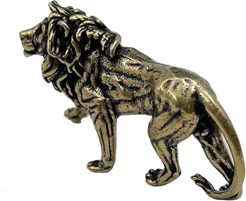 Miniatura 2 de Figura de latón de rey león, adornos decorativos de latón para el hogar, mesa de té para el hogar, adornos decorativos para sala de estar, dormitorio