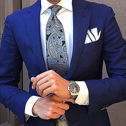 Flairs New York Gentleman's Essentials Weekend Casual White Pocket Square (White/Prussian Blue [Linen]) #TOP2