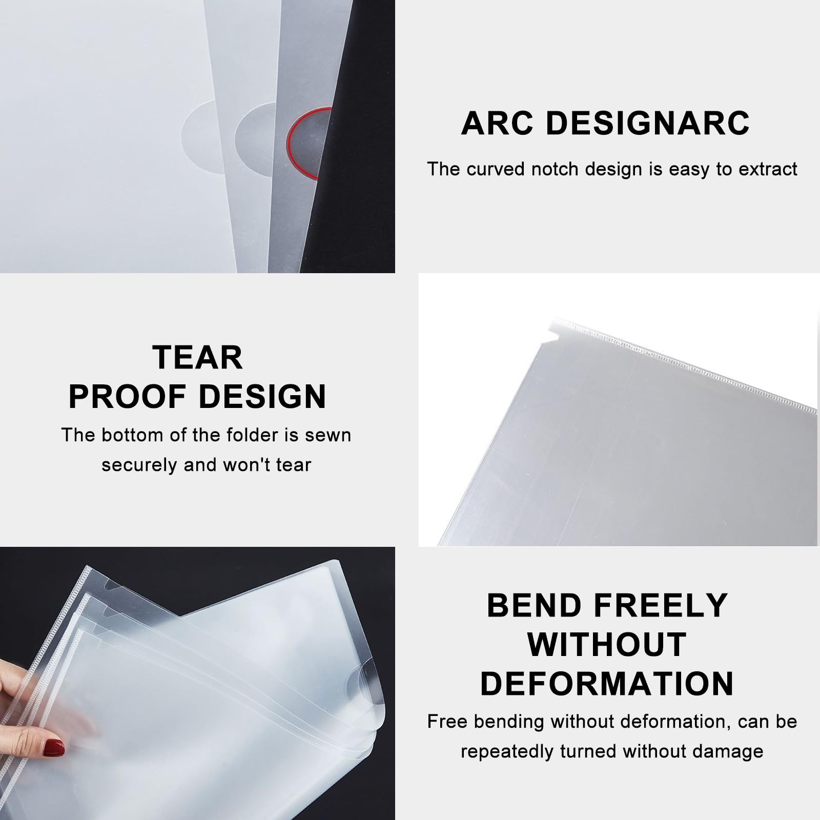 30 Packs Plastic Wallets A4, Clear Plastic Folders A4 for Document Storage Durable 220 Micron Thickness - Image 3