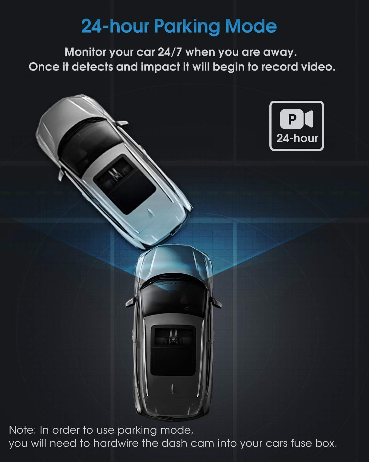 24 сааттык унаа токтотуу режими функциясы, ал токтоп турган унааны көзөмөлдөөчү видеорегистратор аркылуу көрсөтүлөт