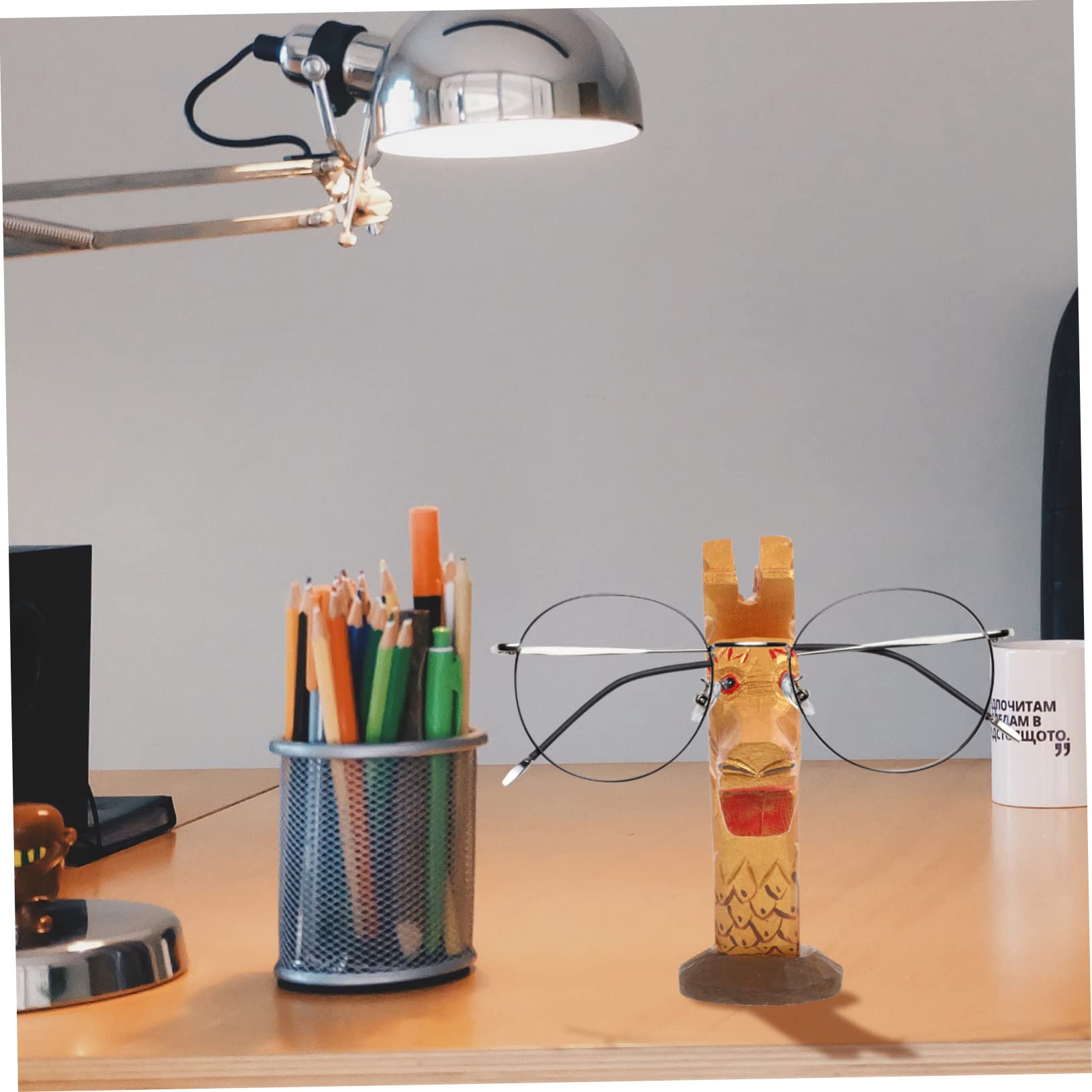 Ciieeo Cute Wooden Eyeglass Holder Animal Statue Rack Functional and Decorative Desk Stand