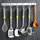 Ecooe Hakenleiste Edelstahl 18/8 mit 6 Haken,Hakenleiste küche,Wandgarderobe Garderobenleiste Kleiderhaken Edelstahl Mehrzweckhaken für Badezimmer Küche Kleidung Schlüssel,Garderobenleiste Wandmontage