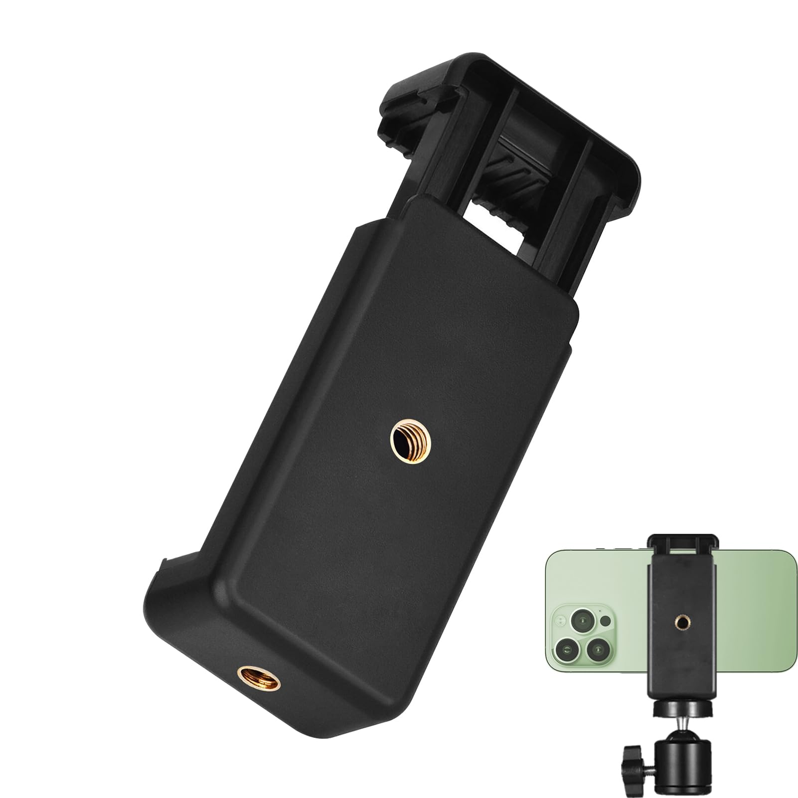 Stativ Handyhalterung, Universal Halterung Stativ Adapter Handy, Handyhalterung für Stativhandyhalterung 1/4 Zoll Schraubenloch Verstellbarer Clip (55 mm bis 95 mm Breite)