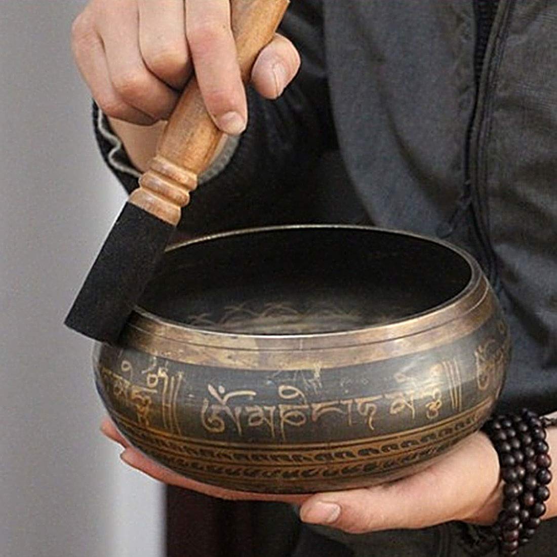 Tybetańska misa dźwiękowa ręcznie robiona muzyka mosiądz budda misa dźwiękowa buddyjskie artykuły dekoracyjne do domu (11,5 cm)