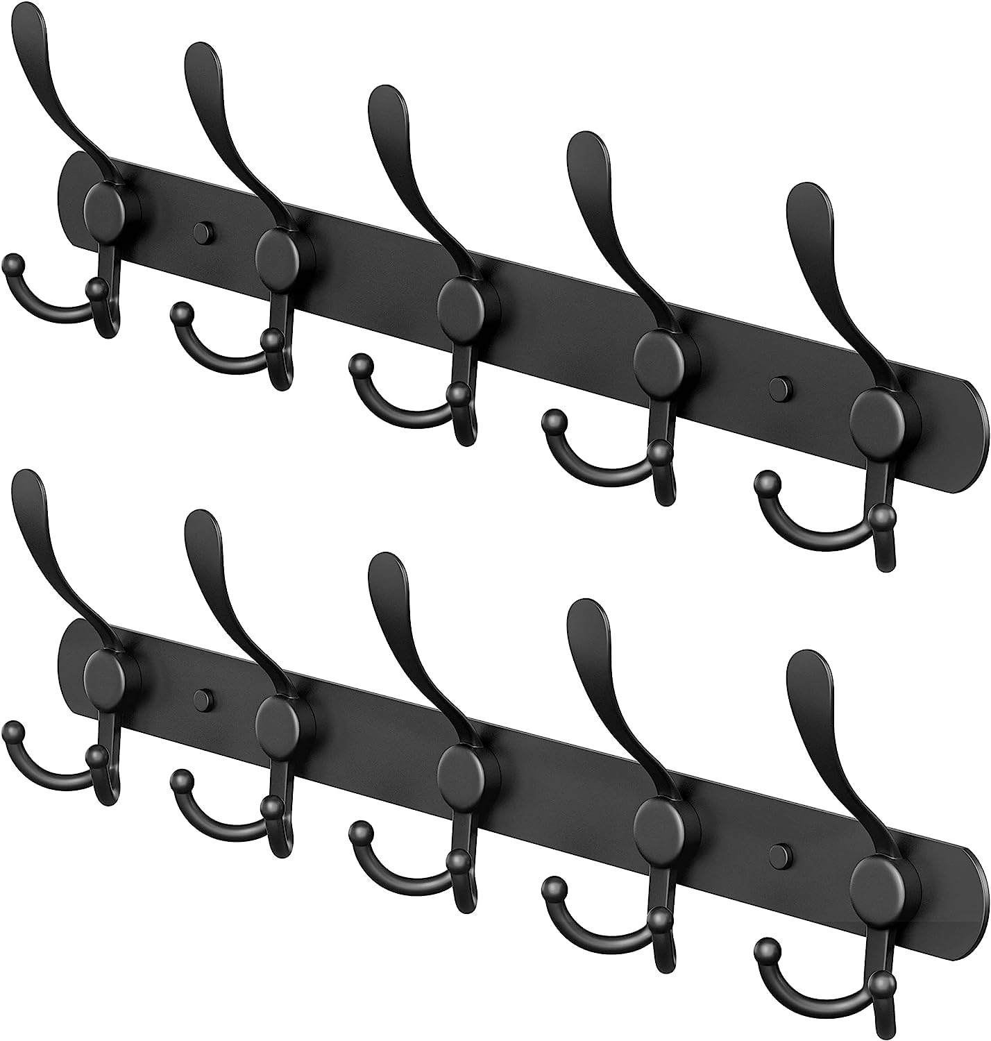 HOLLIO Stainless Steel 5 Pin with Double Alloy Hook Cloth Hanger Wall Mounted Bathroom Cloth Hanger,Cloth Wall Hook,Door Hooks Rail for Hanging Keys, Clothes, Towel (Pack of 2, Black) (B0C9V79NPF) Amazon Price History, Amazon Price Tracker