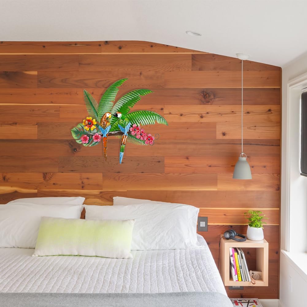 VEWOGARDEN Parrots Wall Decor Large Outdoor Metal Bird Wall Art for Patio Farmhouse Garden Living Room Bedroom Decorations - Image 5