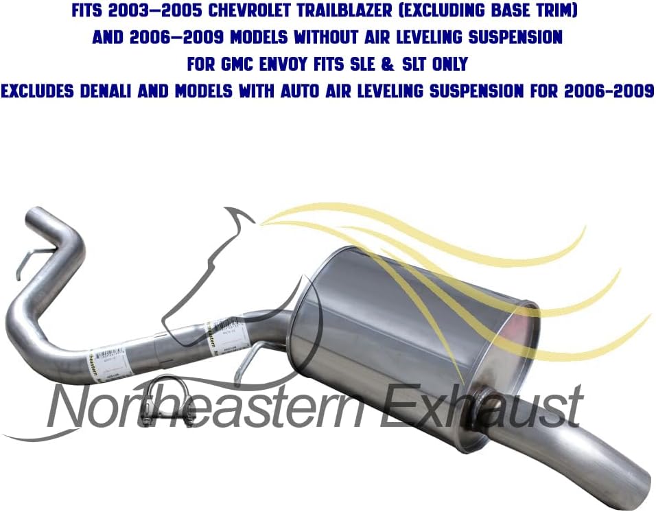 Exhaust Rear Muffler Compatible with Chevy Trailblazer and GMC Envoy 2002-2009 4.2L | Stainless Steel | Northeastern Exhaust | Includes Clamps and Hangers | Direct-Fit Replacement