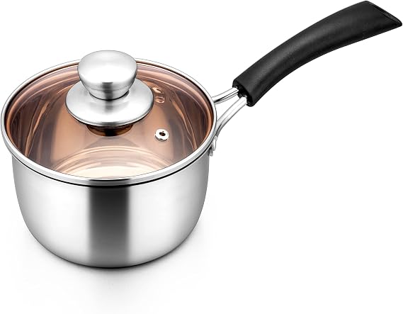 LIANYU 1QT Saucepan with Lid, Stainless Steel Sauce Pan, Induction Ready | Small Sauce Pot, Multipurpose Cooking Pot for Milk, Soup & Butter, Stay-cool Handle, Heavy Duty & Non Toxic, Dishwasher Safe