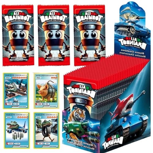 150 Stück Brainrot Karten 2026 Neue Italian Brainrot Sammelkarten 30 Versiegelte Booster Packs mit je 5 Brainrots Karten Für Kinder Fans Jugendliche Erwachsene (Rot)