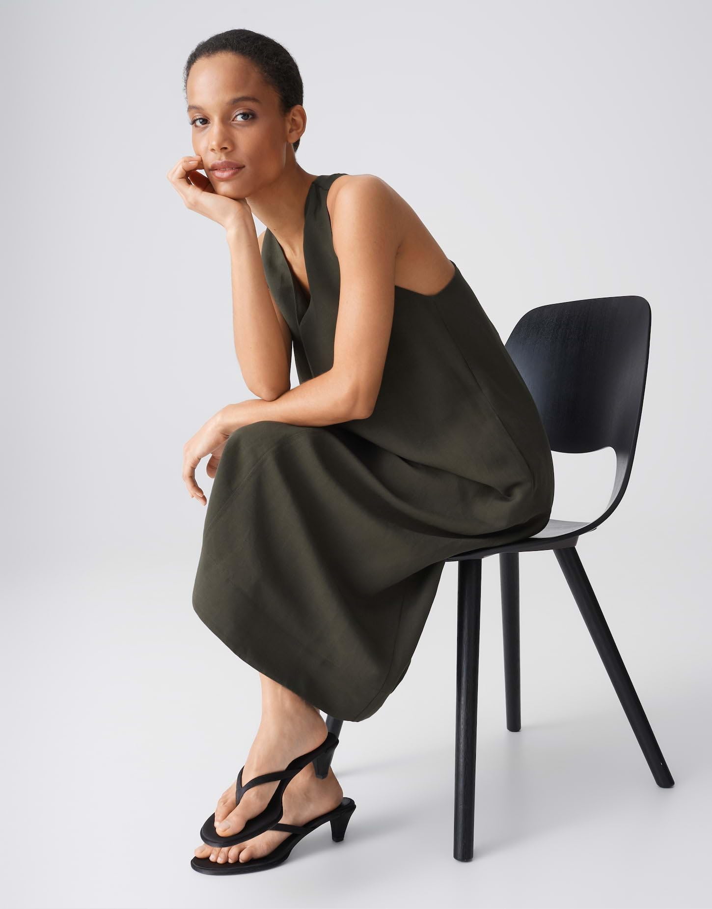 OPUS Damen Midikleid | Neckholderkleid aus nachhaltigem Viskose Leinen Mix