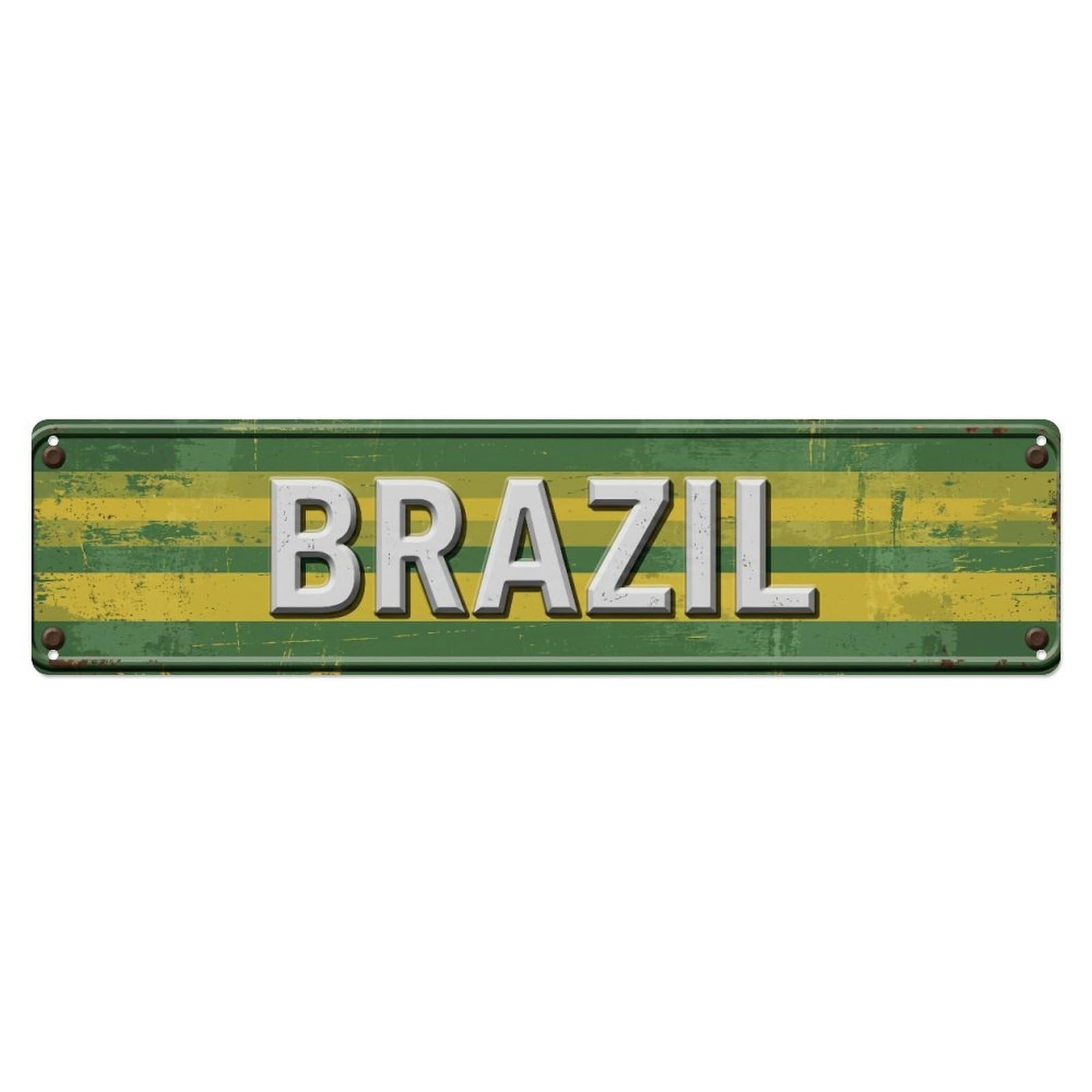 Metal Tin Sign Vintage Brazil Flag Pattern
