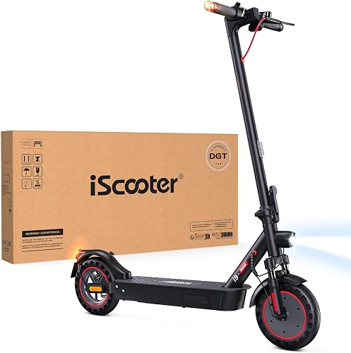 iScooter Homologado DGT Patinete Electrico Adultos, 500W Motor, 6/15/25 KM/H, Autonomía 40KM, Doble Freno, App, Antirrobo, Carga 120KG, Plegable, Bolsa, Desplazamiento Diario, Uso en Carretera