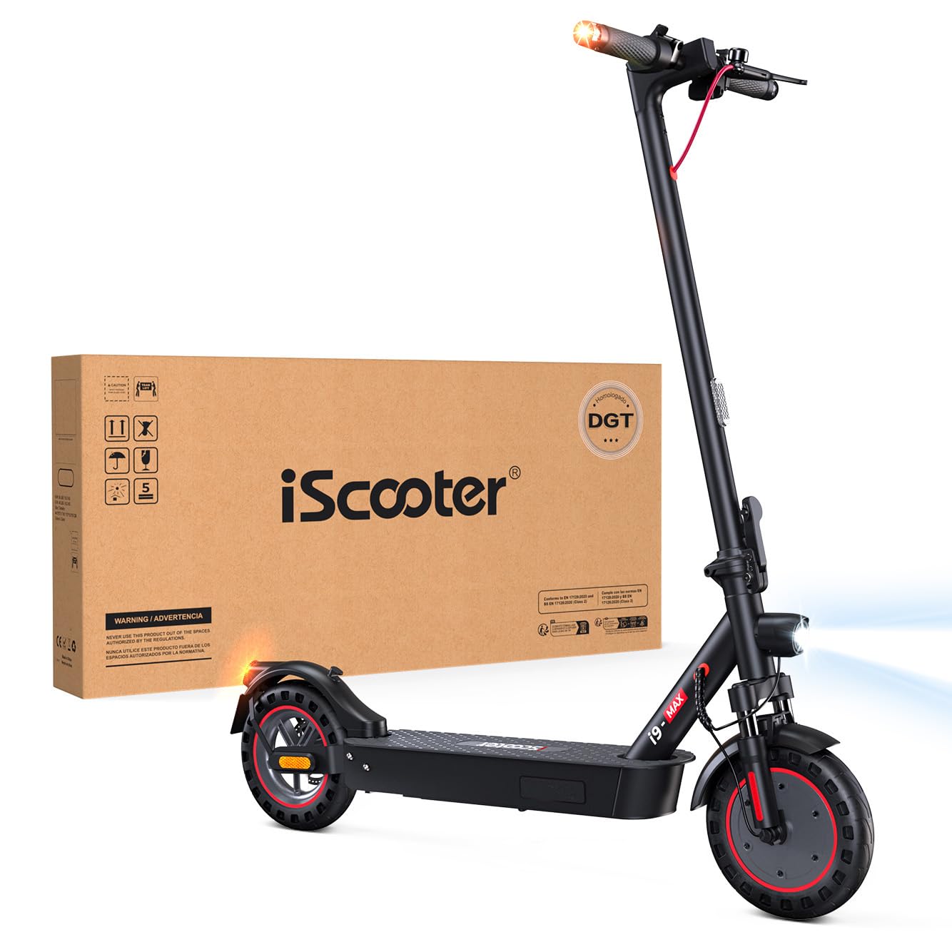 iScooter Homologado DGT Patinete Electrico Adultos, 500W Motor, 6/15/25 KM/H, Autonomía 40KM, Doble Freno, App, Antirrobo, Carga 120KG, Plegable, Bolsa, Desplazamiento Diario, Uso en Carretera