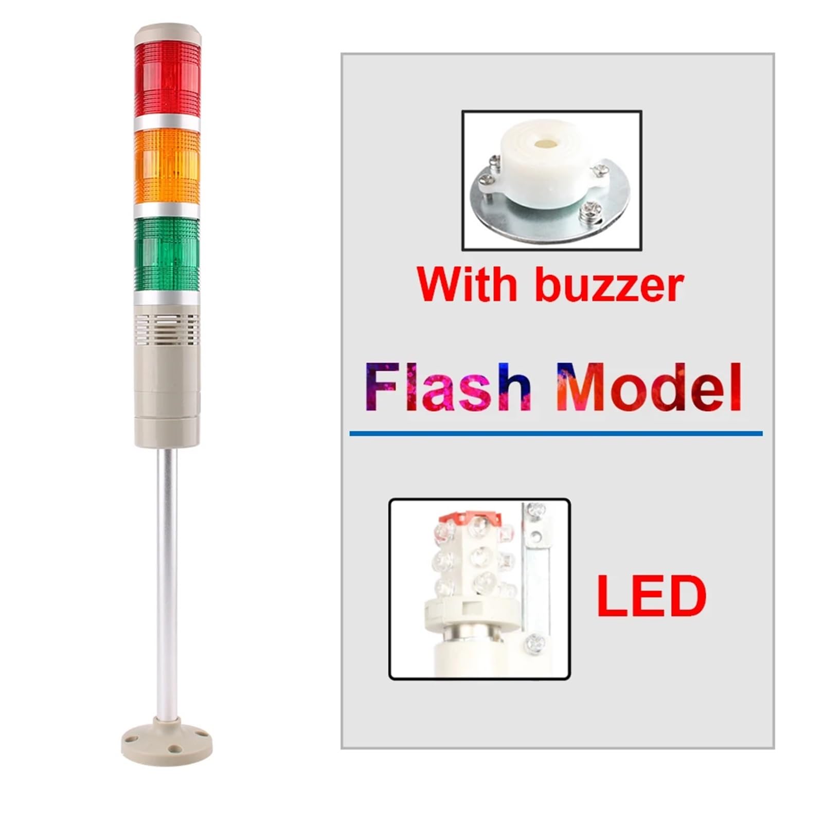 Lampe torche industrielle DC 12 V, 24 V, 110 V, 220 V, clignotant, indicateur LGP-505, lampe LED fixe avec buzzer. Couleurs(Light green,DC 12V)
