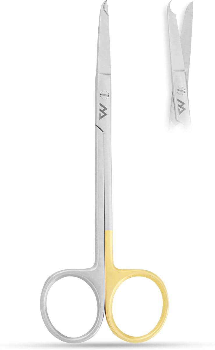 Tijeras para puntos de sutura de 11 cm con gancho delicado Tijeras médicas de enfermería quirúrgicas perfectas para extracción de suturas, primeros auxilios, entrenamiento EMS Instrumento de primera calidad - Acero inoxidable