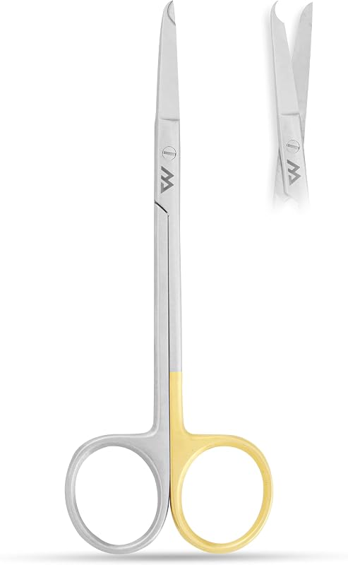 Tijeras para puntos de sutura de 11 cm con gancho delicado Tijeras médicas de enfermería quirúrgicas perfectas para extracción de suturas, primeros auxilios, entrenamiento EMS Instrumento de primera calidad - Acero inoxidable