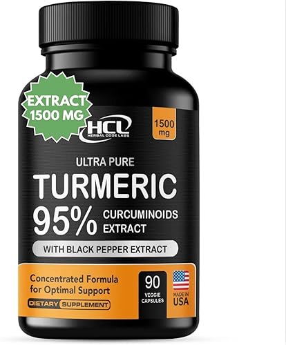 Turmeric Curcumin Extract 1500mg – Full Dose of 95% Curcuminoids with Black Pepper Ginger & Cinnamon – High Absorption Turmeric Supplement – Non-GMO