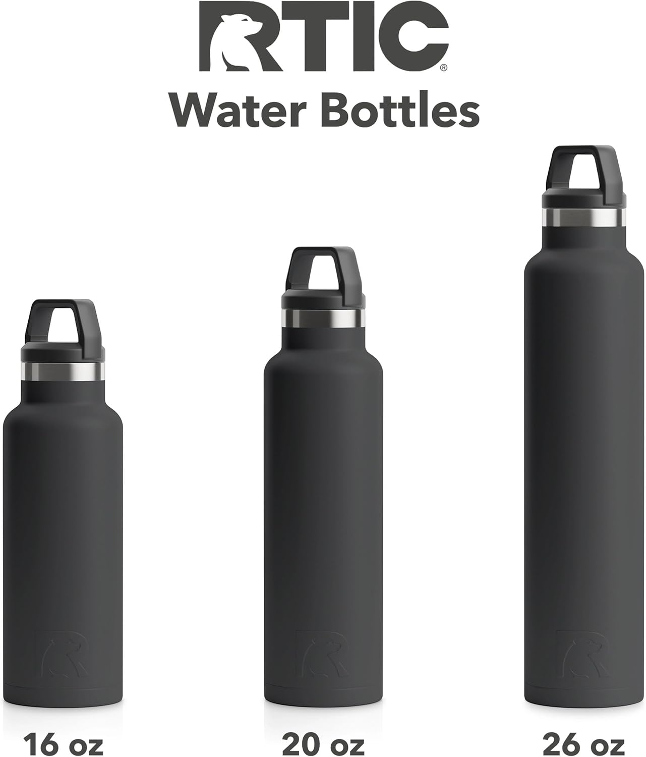 RTIC 20 oz Vacuum Insulated Water Bottle, Stainless Steel Metal, Double Wall, BPA Free, for Hot and Cold Drinks, Black - Image 6